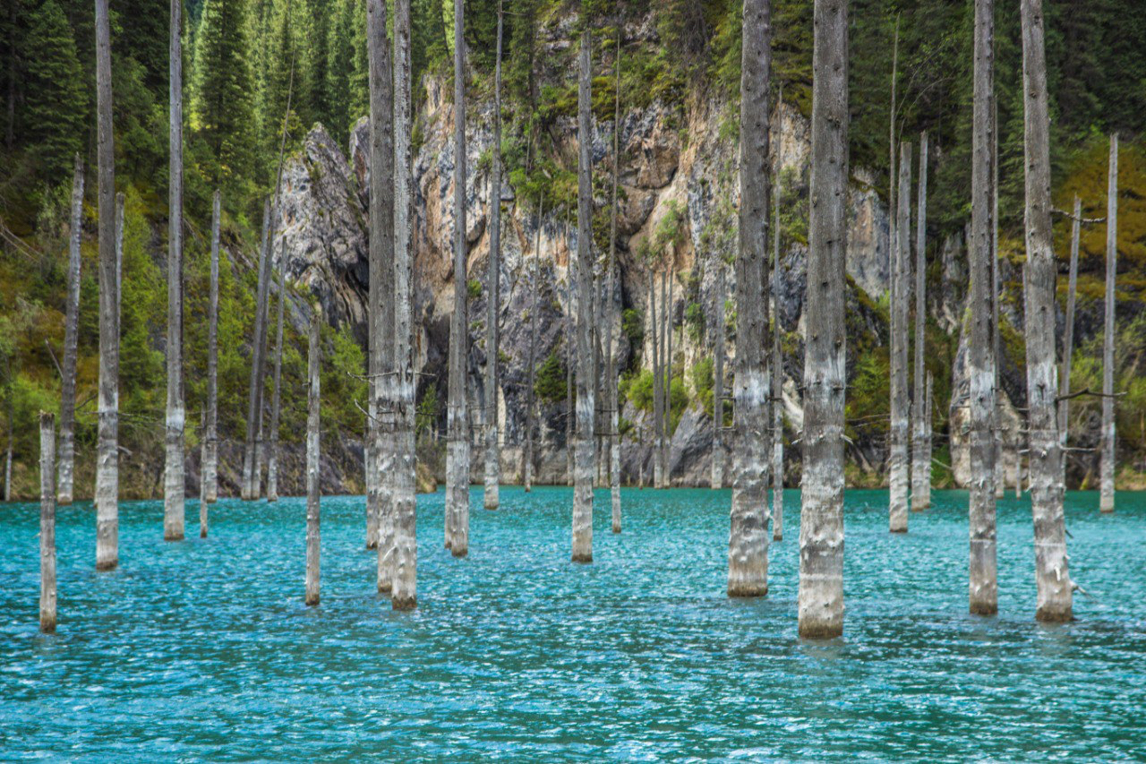 Lago Kaindy con troncos sumergidos, Kazajistán